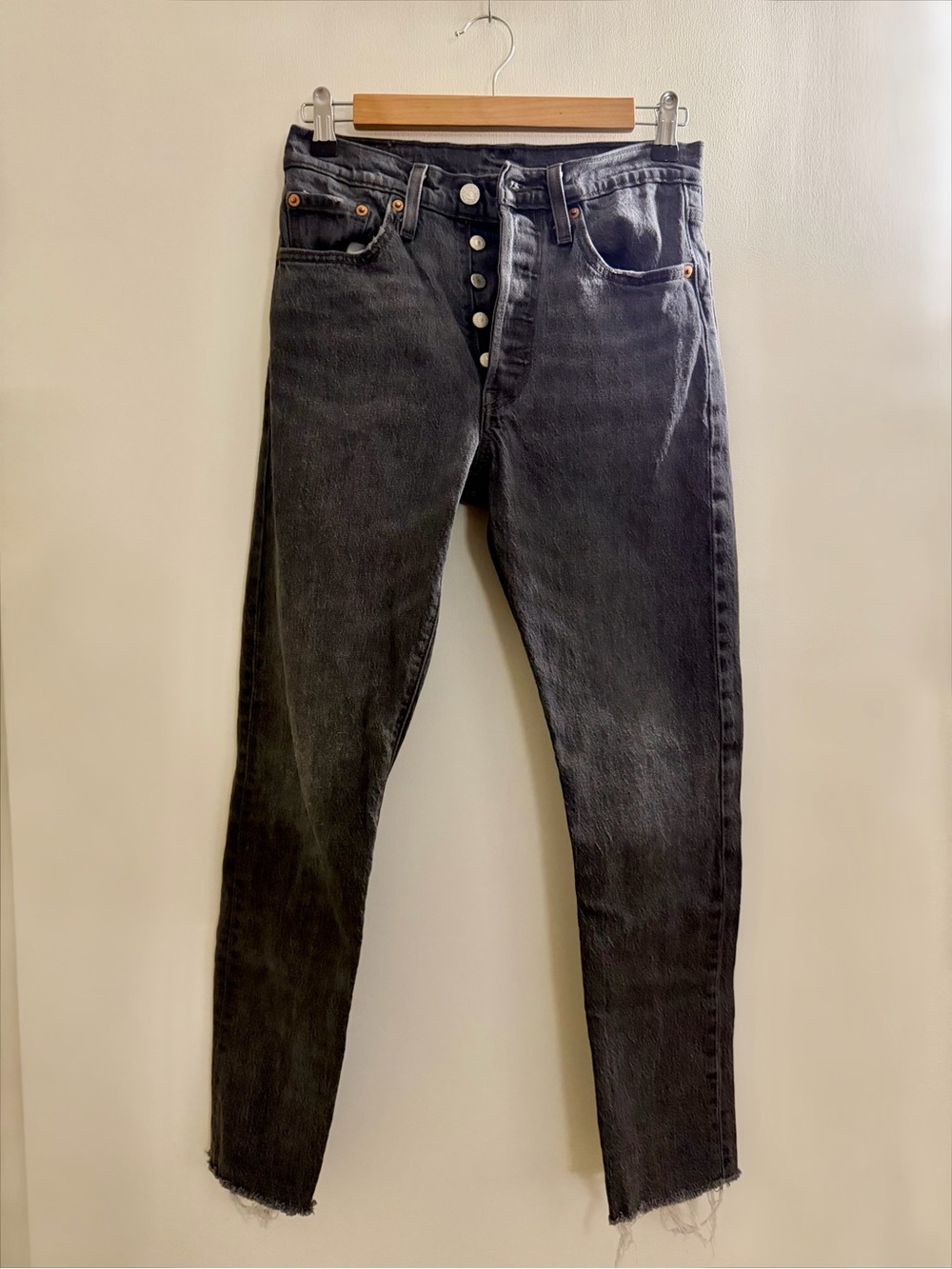 Levi's 501s Black High-Rise Skinny Jeans with Button Fly
